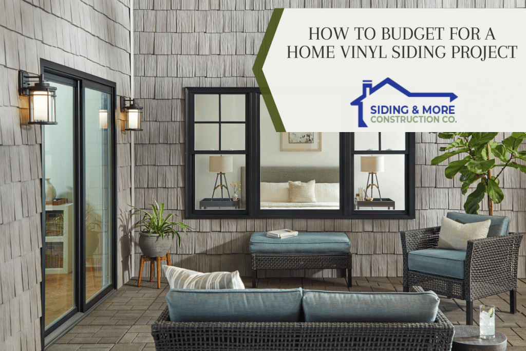 Budget planning concept with a close-up of a person reviewing home renovation costs for a vinyl siding project