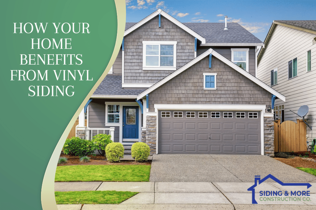 Home exterior showcasing vinyl siding benefits with a modern and well-maintained appearance.