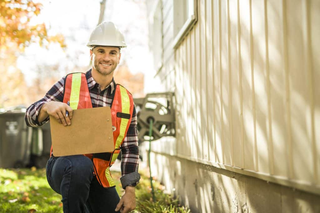 hail damage house siding insurance inspector checking the house