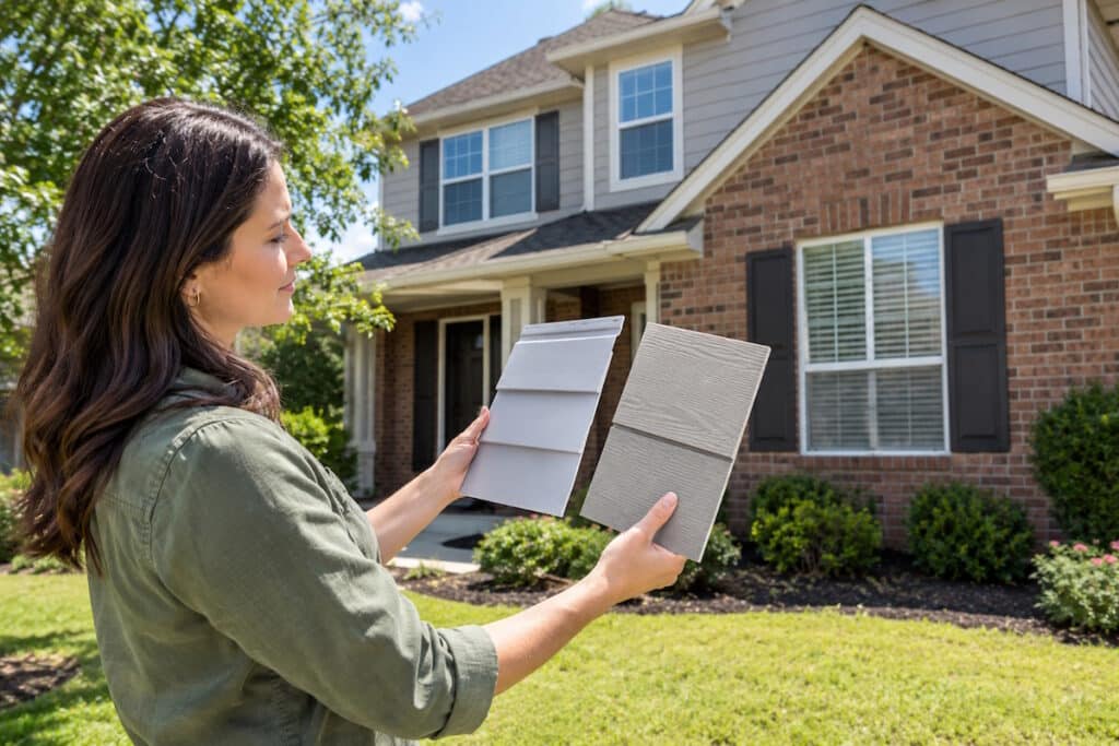 fiber cement siding vs vinyl siding comparing siding samples