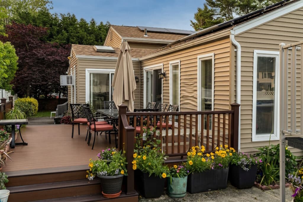vinyl siding melting backyard deck with house siding
